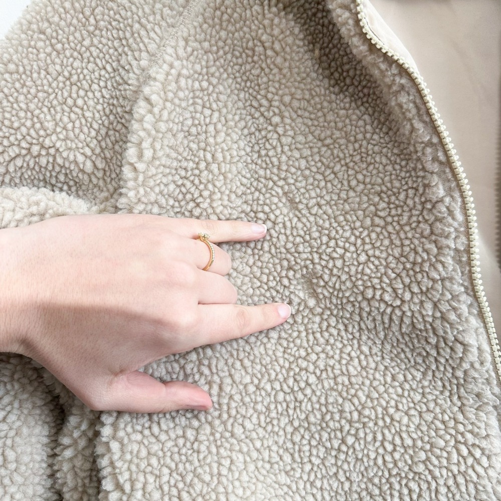 Brandy Melville | John Galt Willow Full-Zip Sherpa Teddy Jacket in Tan - Picture 6 of 6